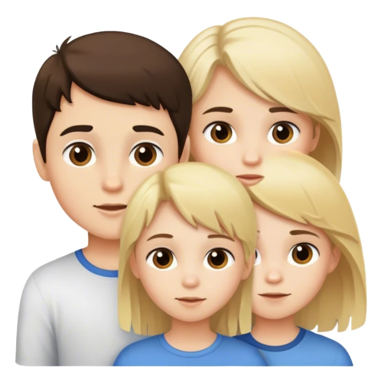 3 kids faces, brunette girl, two blonde boys sticker