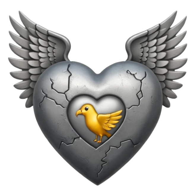 Corazon gris con alas y una venda todo gris sticker