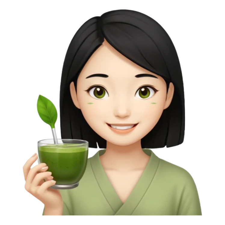 make an asian girl that loves matcha sticker