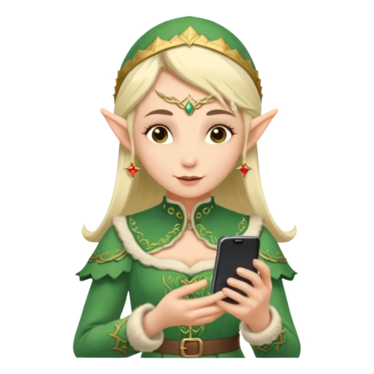 elf with russia custome dress and smartphone sticker
