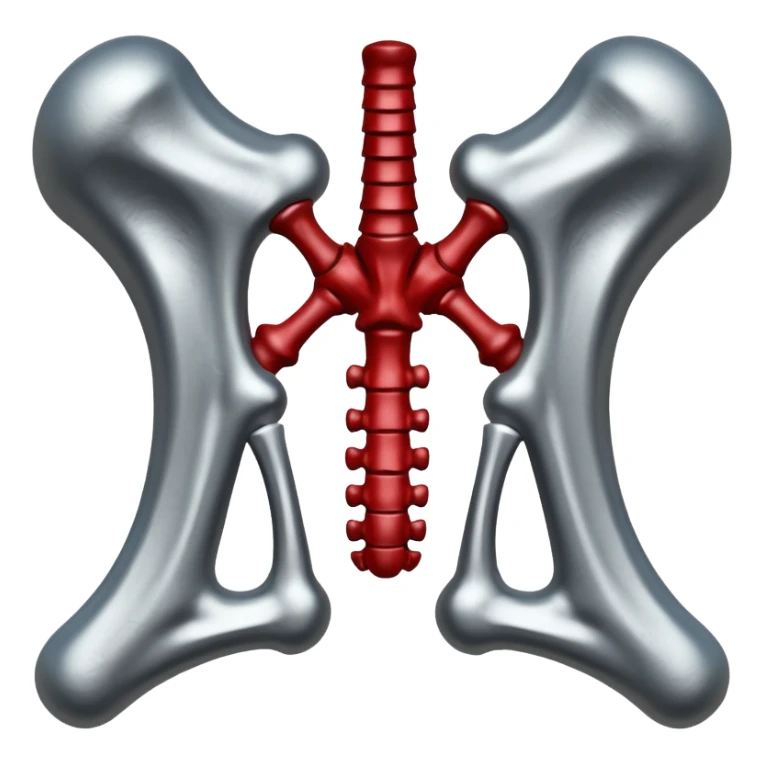 metallic anatomic bones with traces of blood, steel texture, dark dramatic tone, clean background sticker