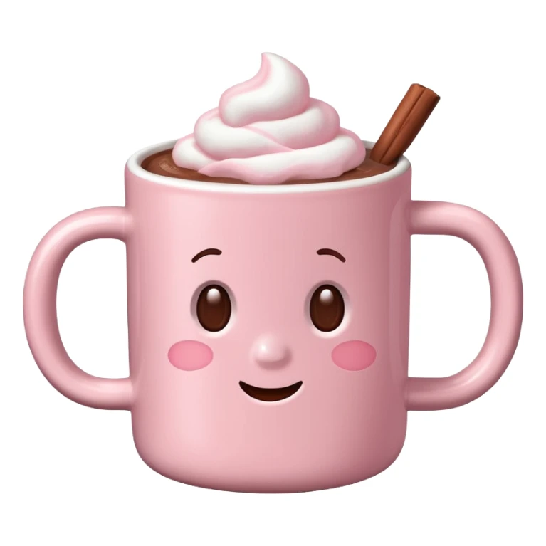 Light Pink mug of hot chocolate with marshmallows  sticker