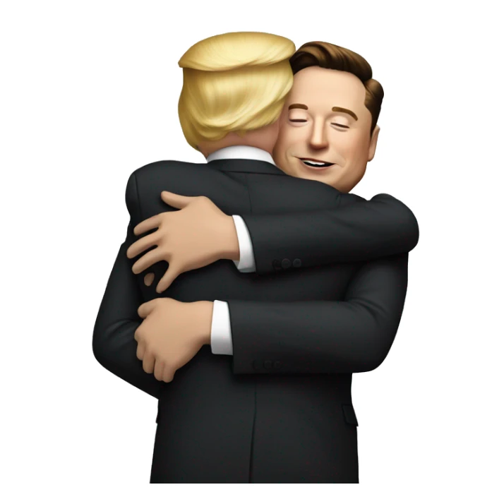 trump hugging elon musk sticker