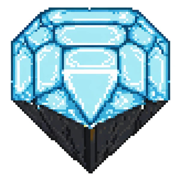 blocky pixelated Minecraft diamond emoji, less realistic sticker
