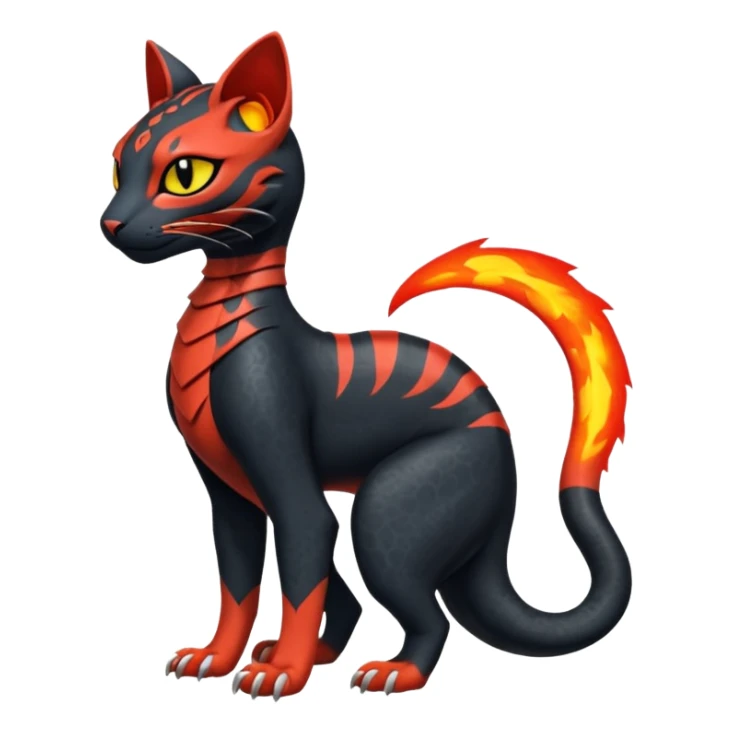 Salandit-Litten-Bastet-Fakémon-hybrid-creature (full body)  sticker