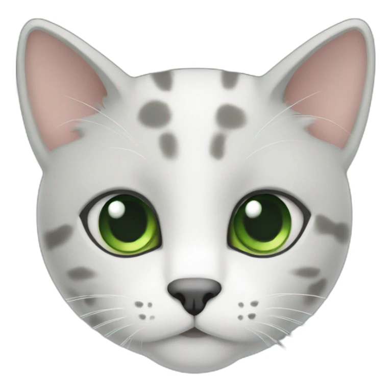 cat mainly grey with white spots fur and green eyes sticker