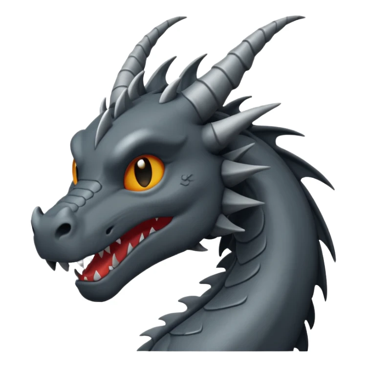 iOS emoji, minimal dragon symbol, dark fantasy, line icon sticker