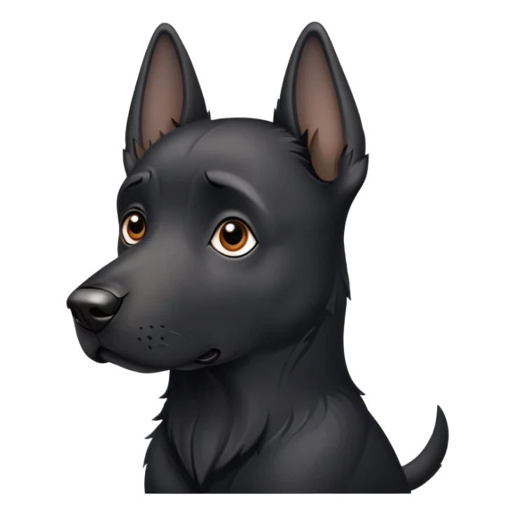 black dog with one limp ear and one erect ear sticker