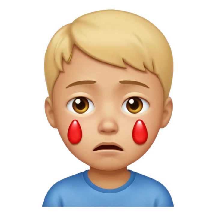 sad child with big tears on face, apple style emoji sticker