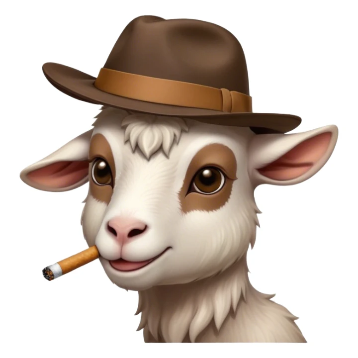 Goat smoking a cigarette wearing a fedora  sticker