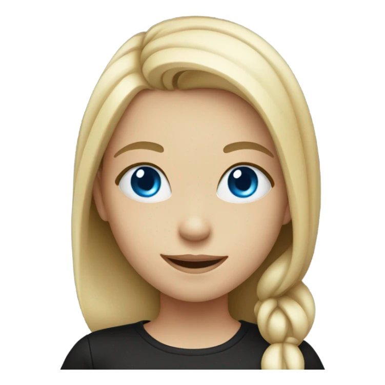 smiling girl in black shirt with blue eyes sticker