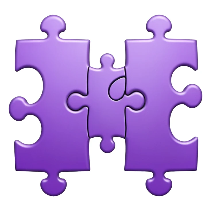 Create an icon of a puzzle for "Featured Projects" on a dark background #22223B. Show exactly 4 puzzle pieces connected together, with the 4th piece slightly separated and in the process of being placed. The puzzle pieces should be shades of purple that harmonize with the background sticker