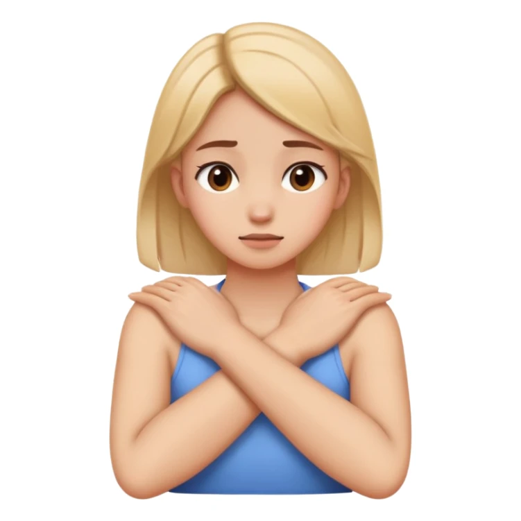Girl grabbing her own neck with her hands crossed sticker