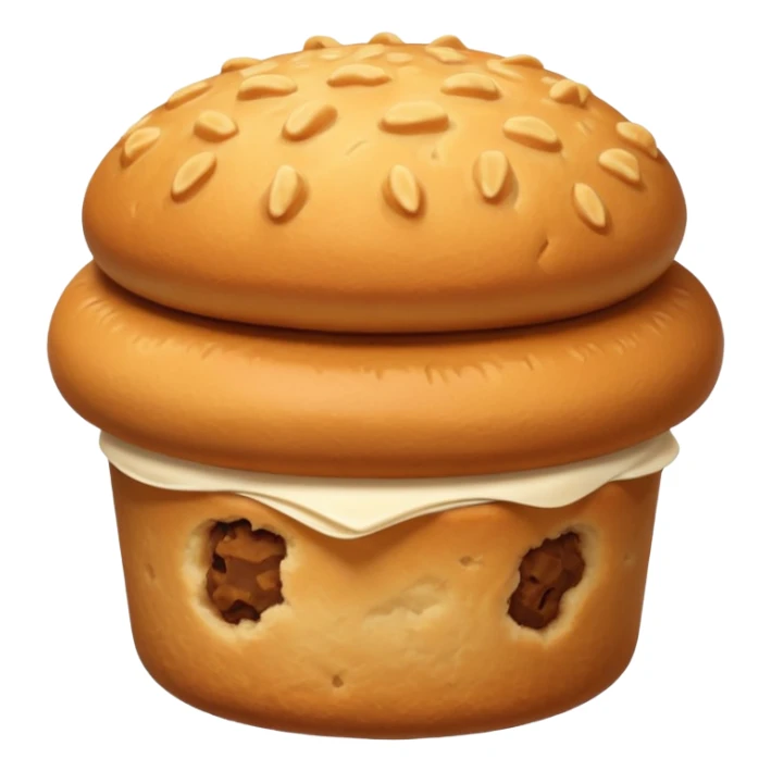 plain bun with a fluffy, biscuit-textured top sticker