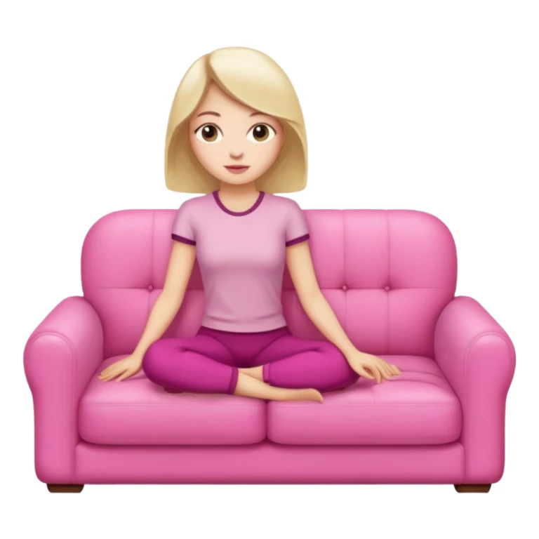 side view of woman sitting on sofa - make sofa pink sticker