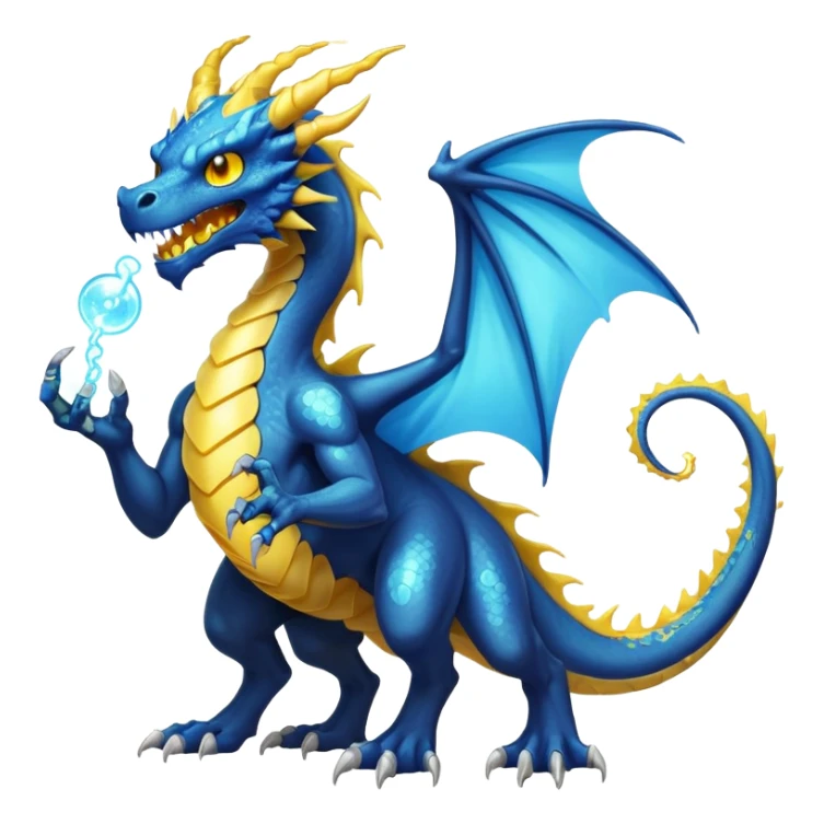 a electric bone dragon with bue teeth, yellow eyes, electricity breathing bubbles (full body) magic powers sticker