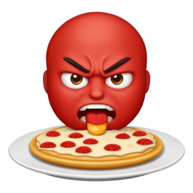 Angry emoji that’s eating a lot of food sticker