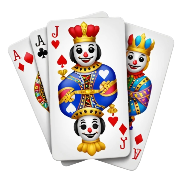 bunch of poker cards, with jolly jokers inside sticker