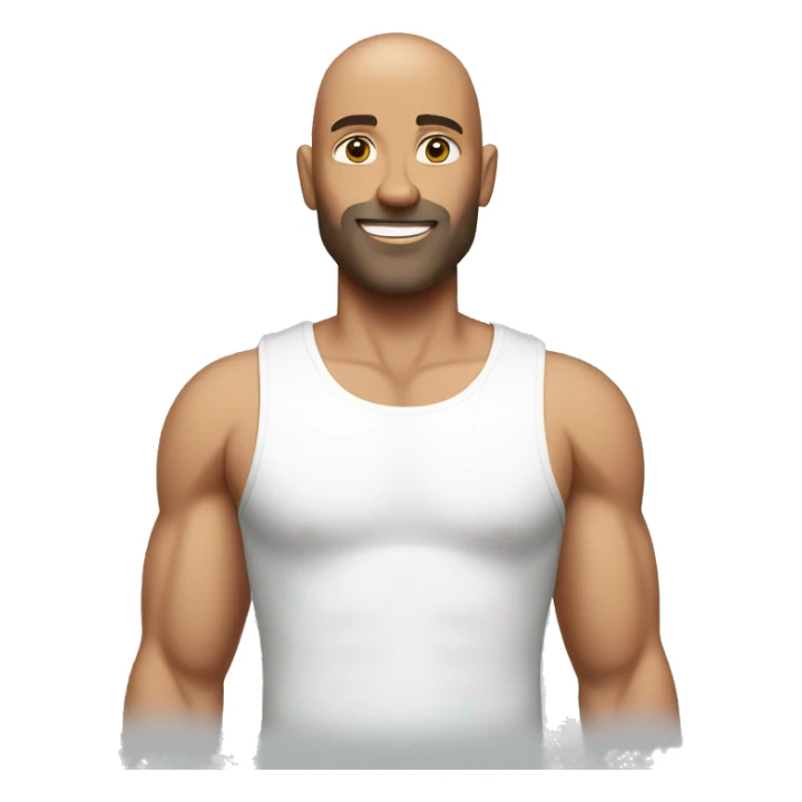 Man with white tank top and red shorts bald sticker