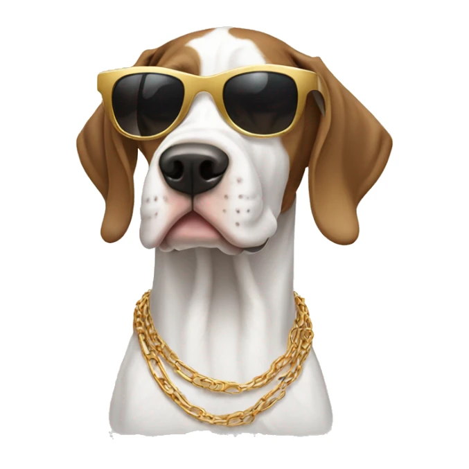 English pointer wearing sunglasses and gold chain sticker