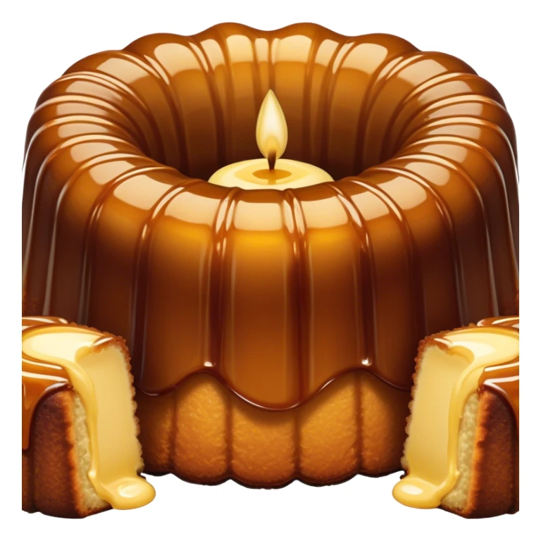 Cinematic rich cannelé, dark caramelized crust with a soft, custard-like interior, glossy finish, warm golden hues, elegant and indulgent. sticker