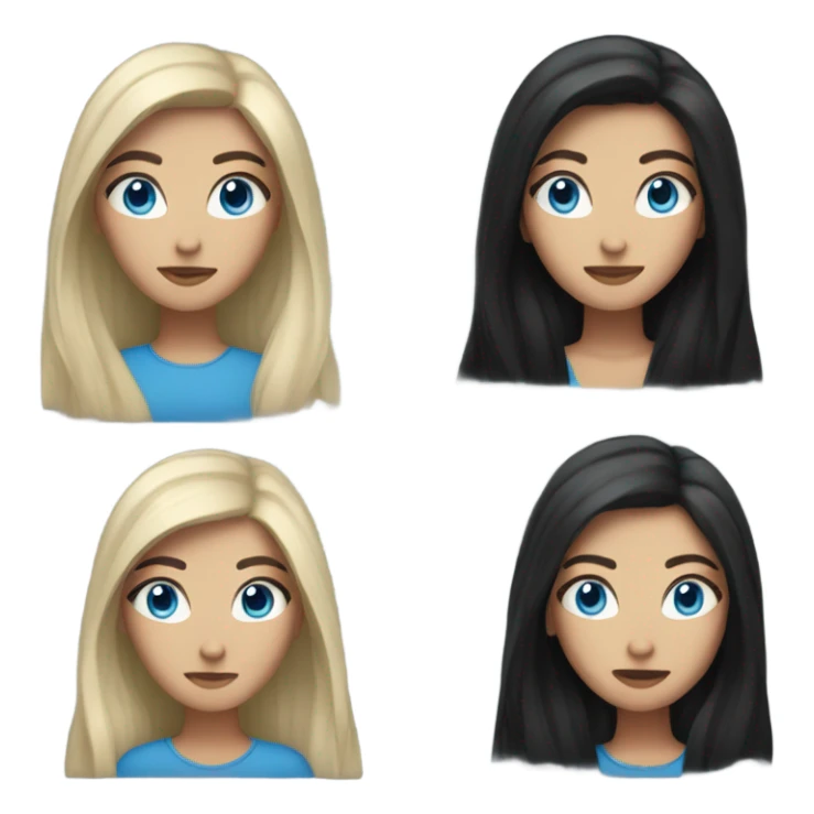 woman with black long hair and blue eyes sticker