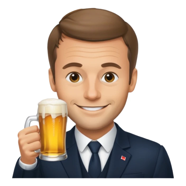 Macron qui boie une biere sticker