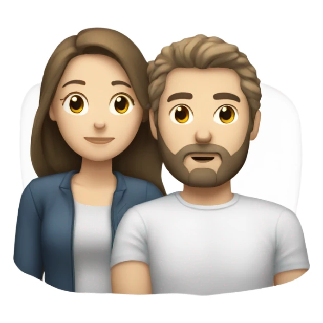 White brunette woman and white brunette man with a beard sleeping sticker