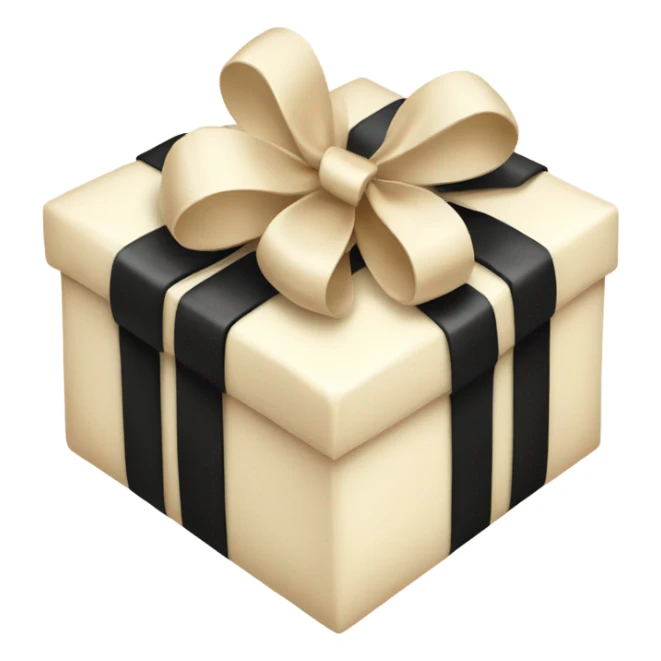 Cream Christmas present with a black ribbon bow on it  sticker