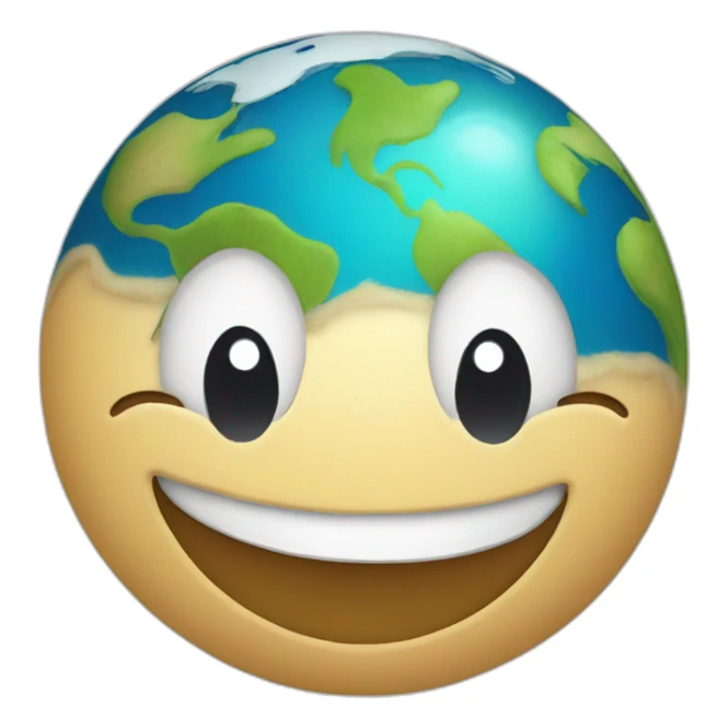 planet earth with cartoon face with smiling eyes sticker