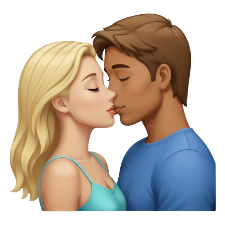 Brown hair man kissing blond girl  sticker