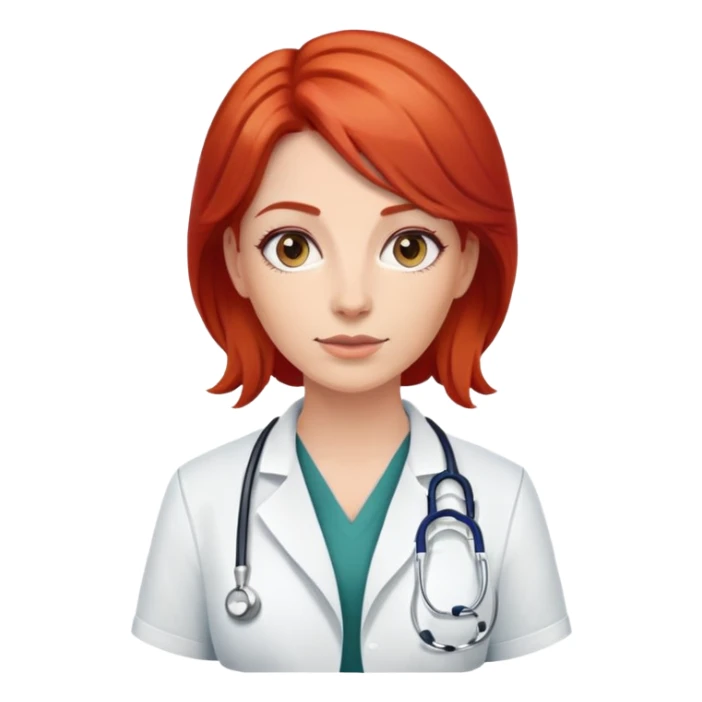 female doctor with red hair sticker
