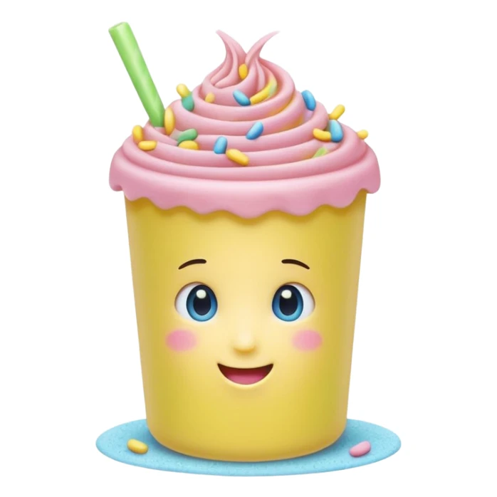 casual sprinkle of thin curved sugar vermicelli pastel bright colors pink yellow green blue matte slightly grainy cylindrical no bowl dessert just sprinkles apple emoji style soft lighting subtle shadows emoji scale sticker