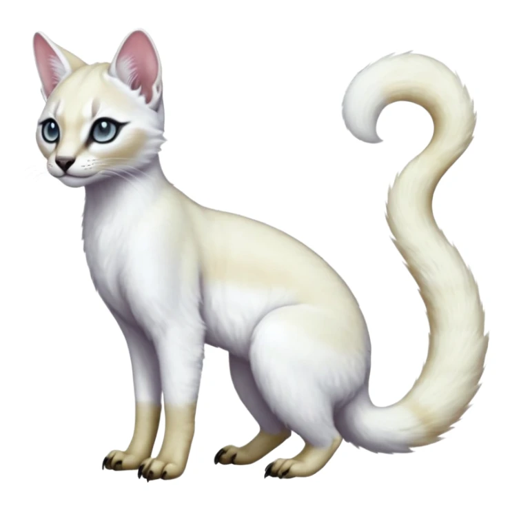 Colorful dark tropical pearly-albino-white iridescent glorious divine exotic cute cool beautiful shiny beautiful fantasy-caracal-civet-genet-sergal-vernid-Cacomistle-oncilla-animal-Fakémon-hybrid-fursona (full body) sticker