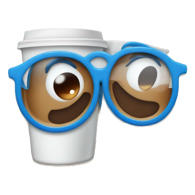 Blue eyes with glasses drinking coffee sticker