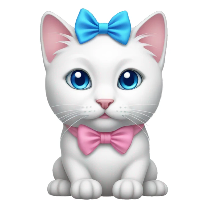 white cat with a pink bow and blue eyes sticker