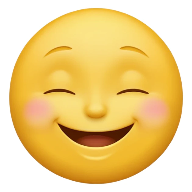 Emoji, yellow round laughing face, closed eyes sticker