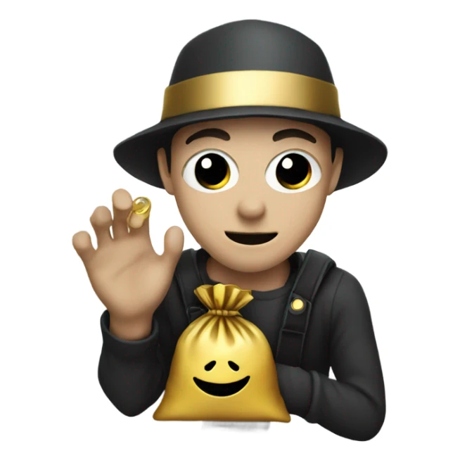 Robber emoji holding a bag with gold sticker