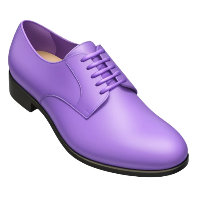 A 3D cartoon lavender-purple Formal shoes with soft texture,  and smooth reflections, isolated on plain background, Memoji-style. sticker