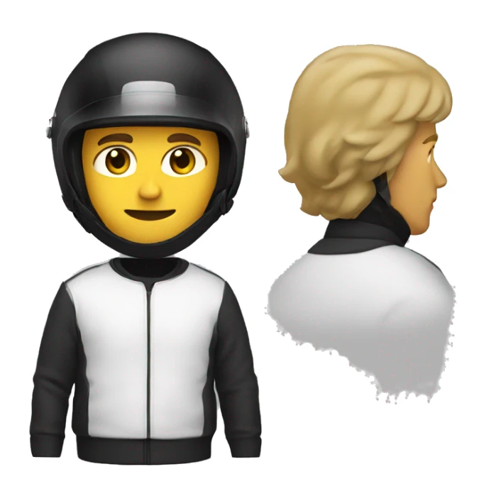 white man wearing a black motorcycle helmet with a white sweatshirt sticker