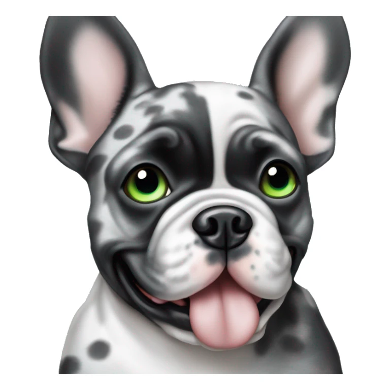 Black and gray Merle frenchie with one blue eye and one green eye sticker