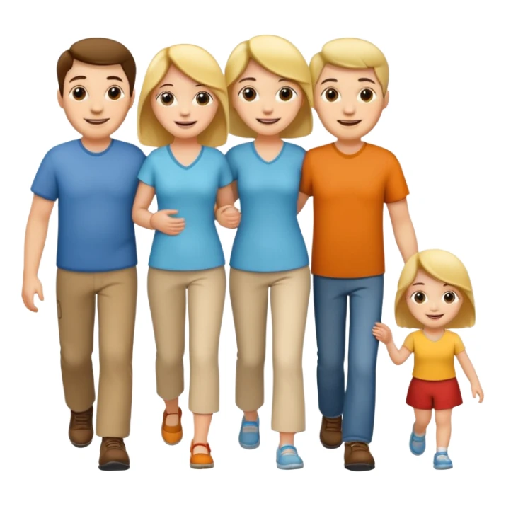 family parenting, family walking together, bright expressions sticker
