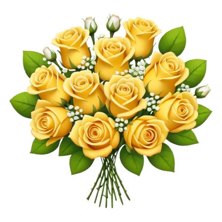 bouquet of yellow roses and white gypsophila sticker