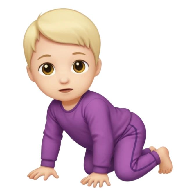 baby crawling to the side with clothes on sticker