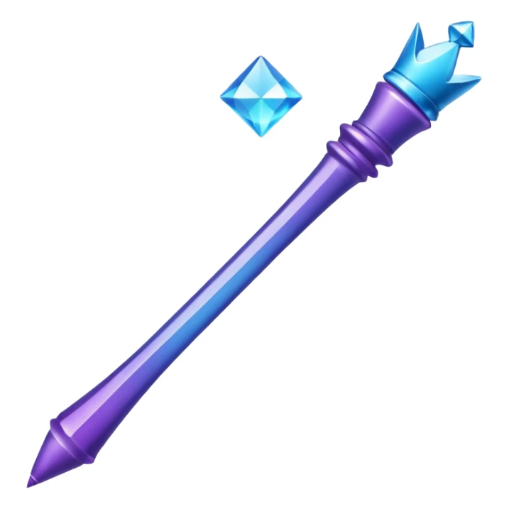 Create a small, visually appealing icon of a magic wand (chess wand style) to represent creativity and artistic design. Use a clean, modern look with glowing accents in purple and blue shades.
 sticker