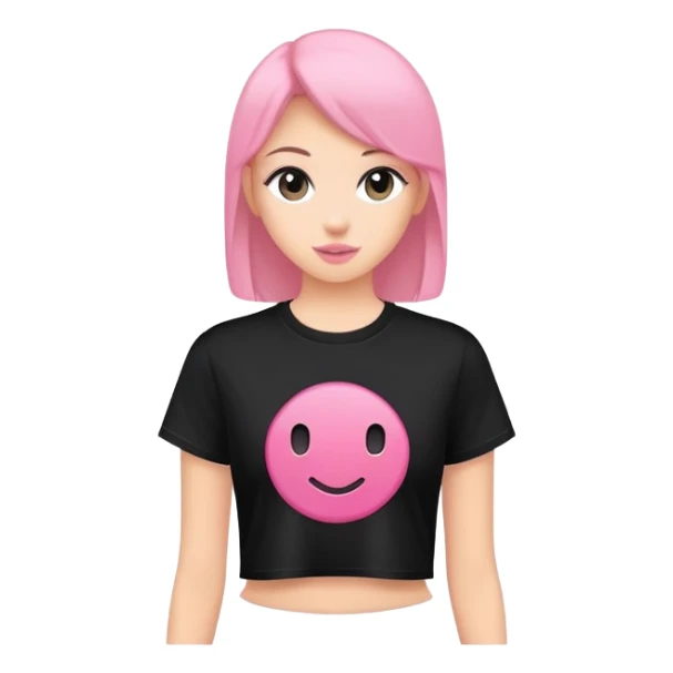 super realistic black crop t shirt only with pink logo sticker