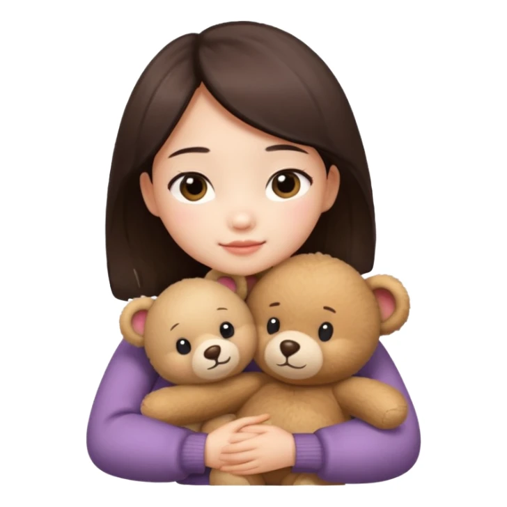 Little chinese girl – hugging a teddy bear.
 sticker