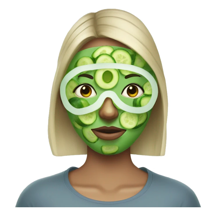 girl with green face mask and cucumbers on her eyes sticker