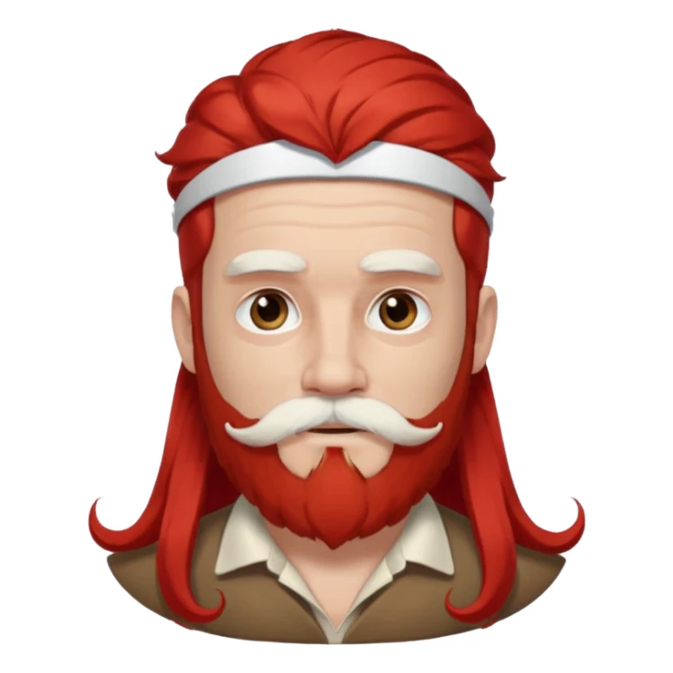 very white bearded and white mustached, red long haired, wearing ear accessories sticker