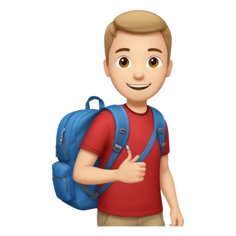 Tourist Character in Red Shirt Moving with purpose through the terminal. sticker